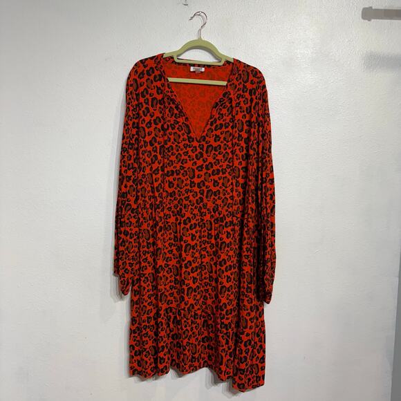 Grace Atwood The Drop Red Leopard Print Mini Shift Dress Sz 2X - Picture 2 of 11